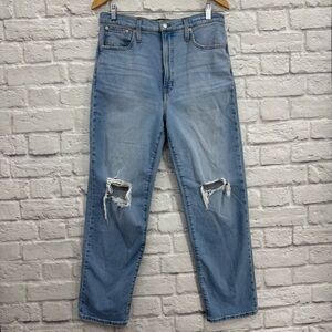 Madewell The Perfect Vintage Straight Jean Knee-Rip Edition, Jeans Size 30